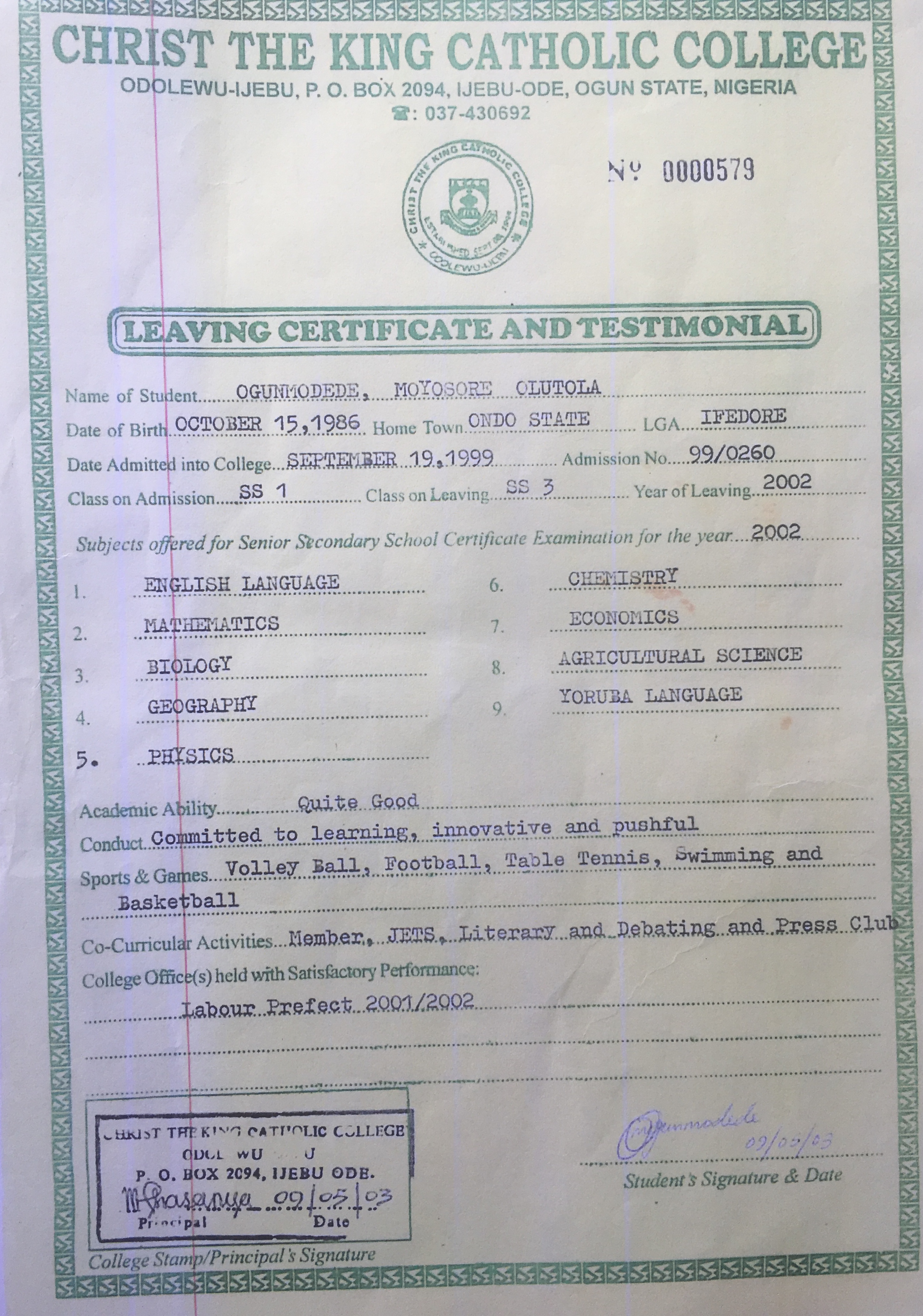 High School Testimonial certificate badge